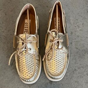 Steve Madden Gold Perforated Loafers